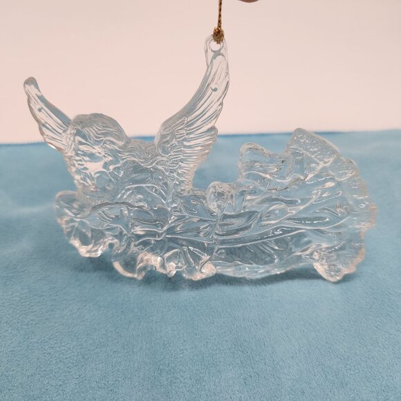 Vintage Holiday Christmas Clear Acrylic Angel Ornaments 4.5" Wide - Picture 1 of 5